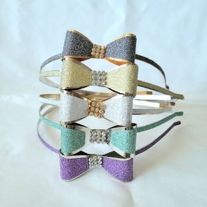 5 Glitter Ribbon Metallic Headbands
